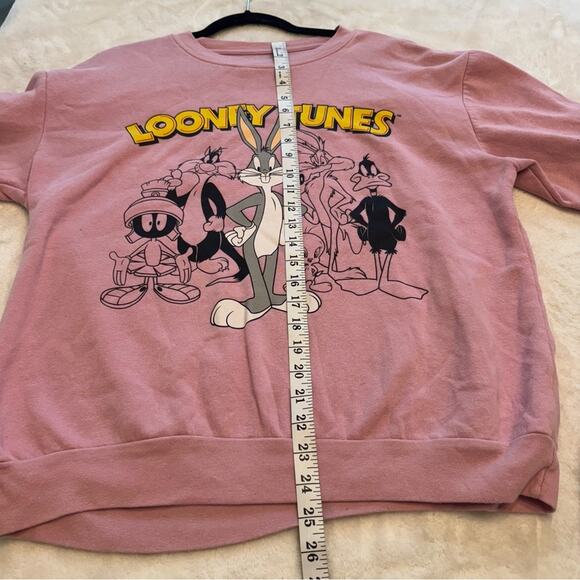Looney Tunes Bugs Bunny and Gang Crew Neck Sweatshirt Size Youth XXL Powder Pink - Picture 7 of 8